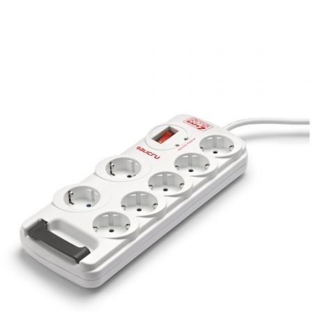 Salicru SPS SAFE 7 Regleta con 7 Tomas de Corriente, Filtro EMI/RFI y Cable 1,8m, Blanco